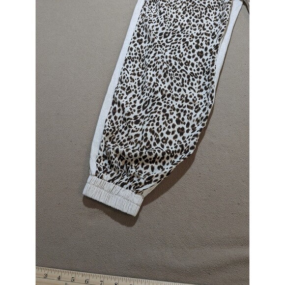 Umgee USA Oatmeal Leopard Print Elastic Waist Drawstring Jogger Pant Size Small - Picture 3 of 10